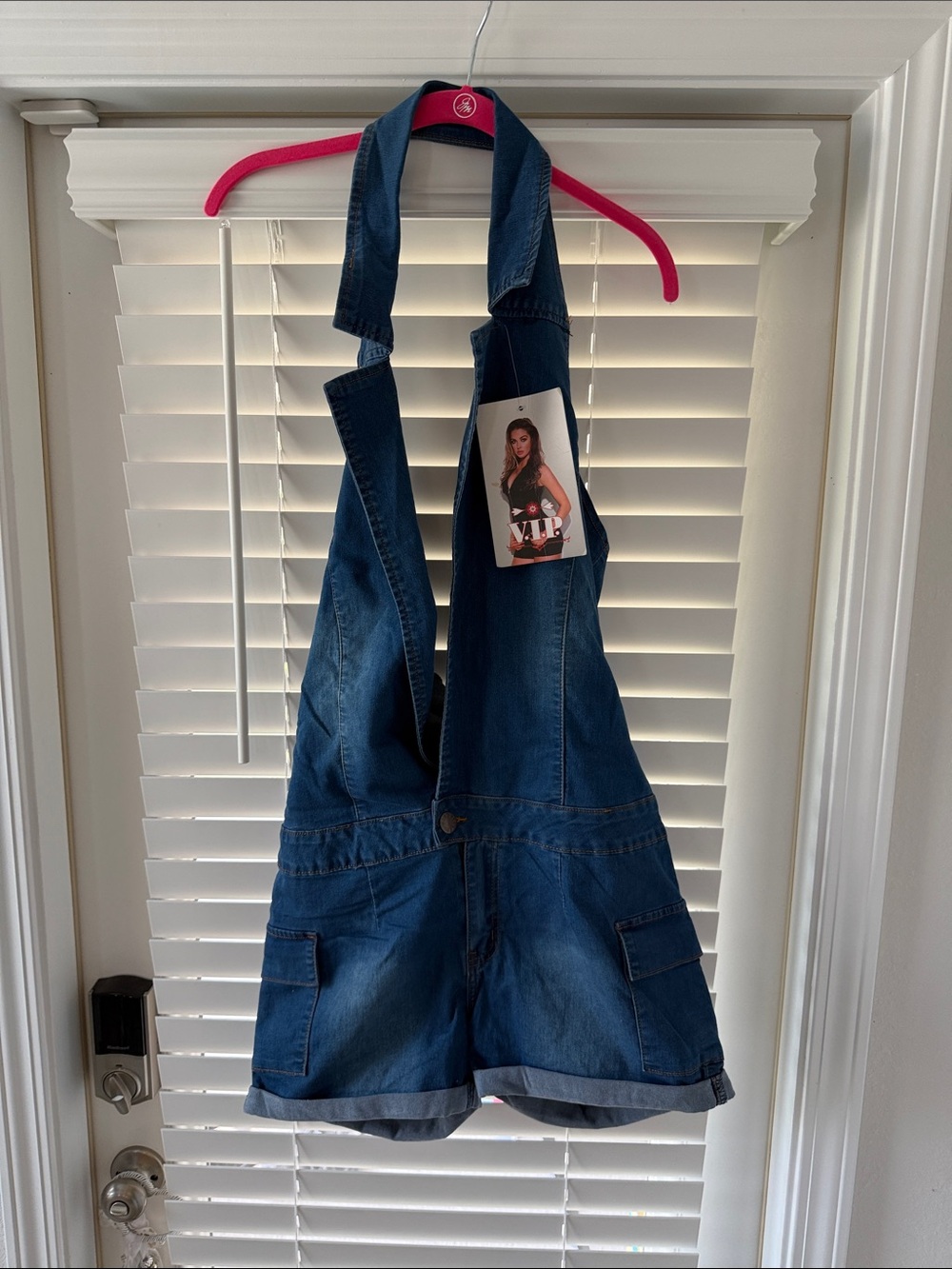 VIP Dark Blue Denim Short Overalls